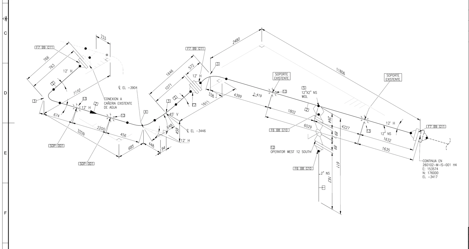 Recorte de isometría de cañería industrial
